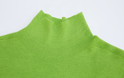 ZHUCHONGYUN Green Turtleneck Slim Knit Top-ARSENE.