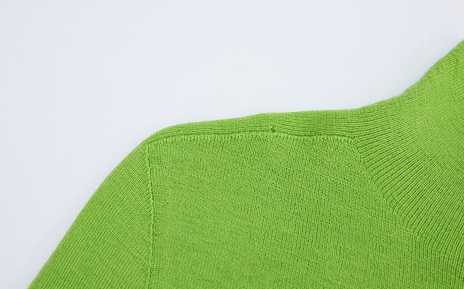 ZHUCHONGYUN Green Turtleneck Slim Knit Top-ARSENE.