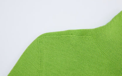 ZHUCHONGYUN Green Turtleneck Slim Knit Top-ARSENE.