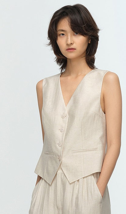 COMME MOI summer breathable V-neck short vest - THORAH.