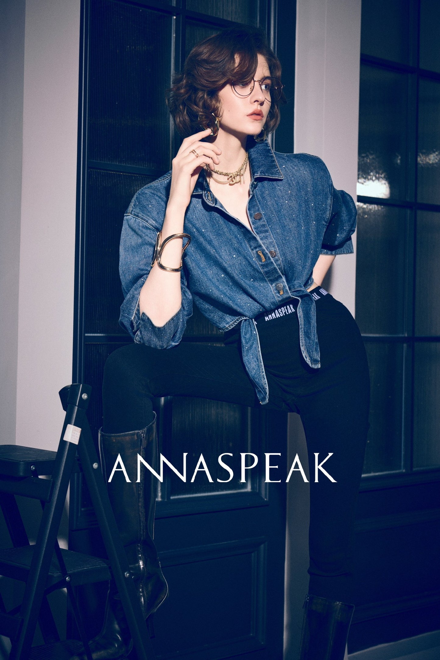 ANNASPEAK tied short cropped denim Jacket-SOTE.