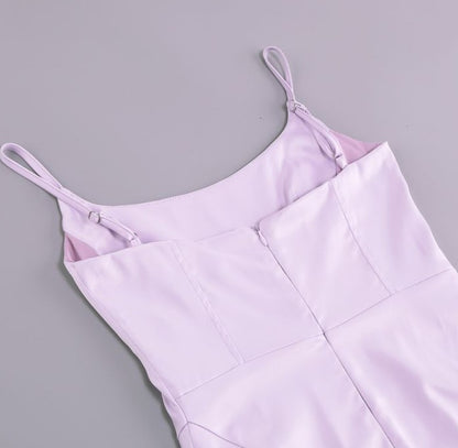 DOLLY Elegant Light Purple French Style Sleeveless Suspender Feather Party Dress-JOLENE