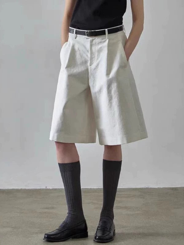 NOTHING WRITTEN pattern shorts high-waisted casual wide-leg cropped pants-GWEN.