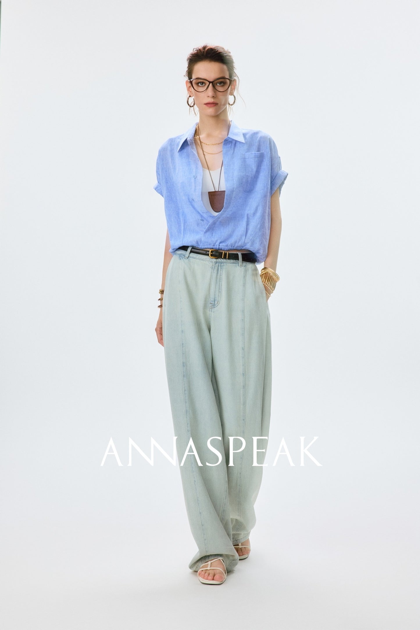 ANNASPEAK fashionable  cotton loose jeans-CHISA.