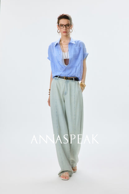 ANNASPEAK fashionable  cotton loose jeans-CHISA.