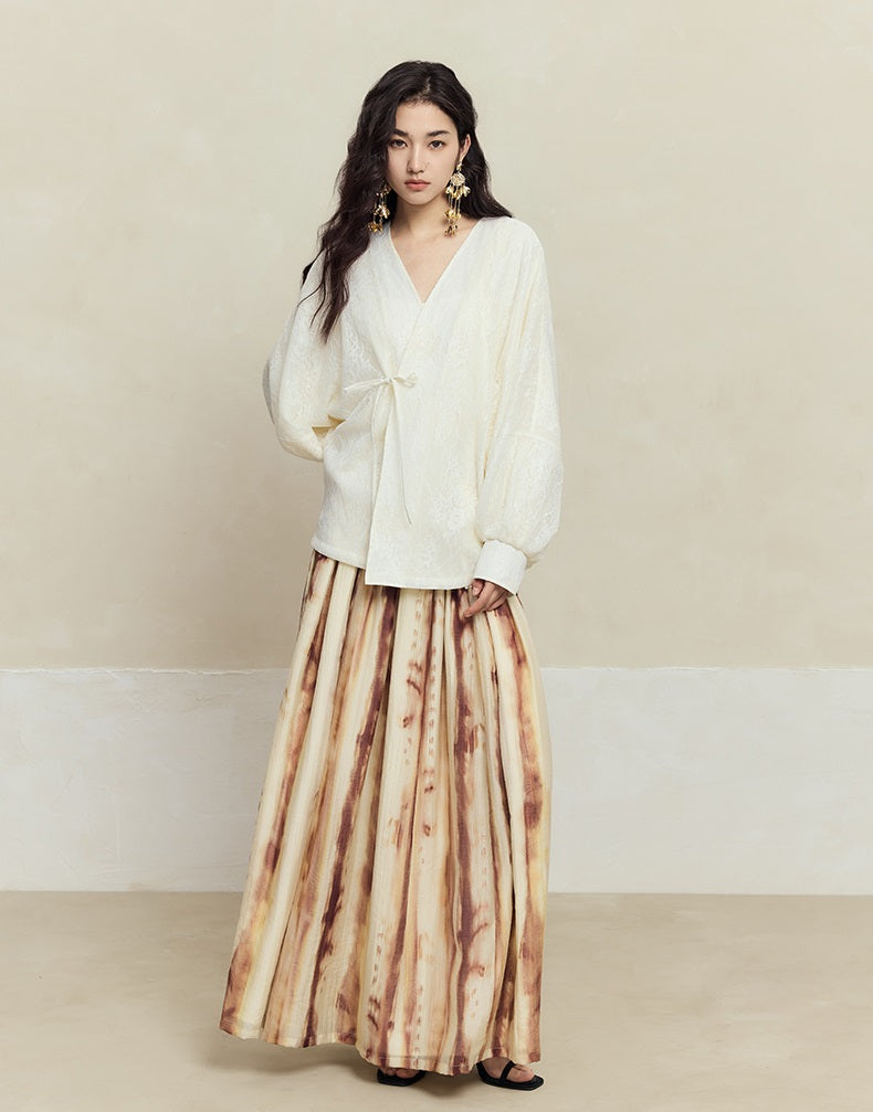 HECO Dolman Sleeve Mesh Lace Embroidery Shirt Top Women - hey.