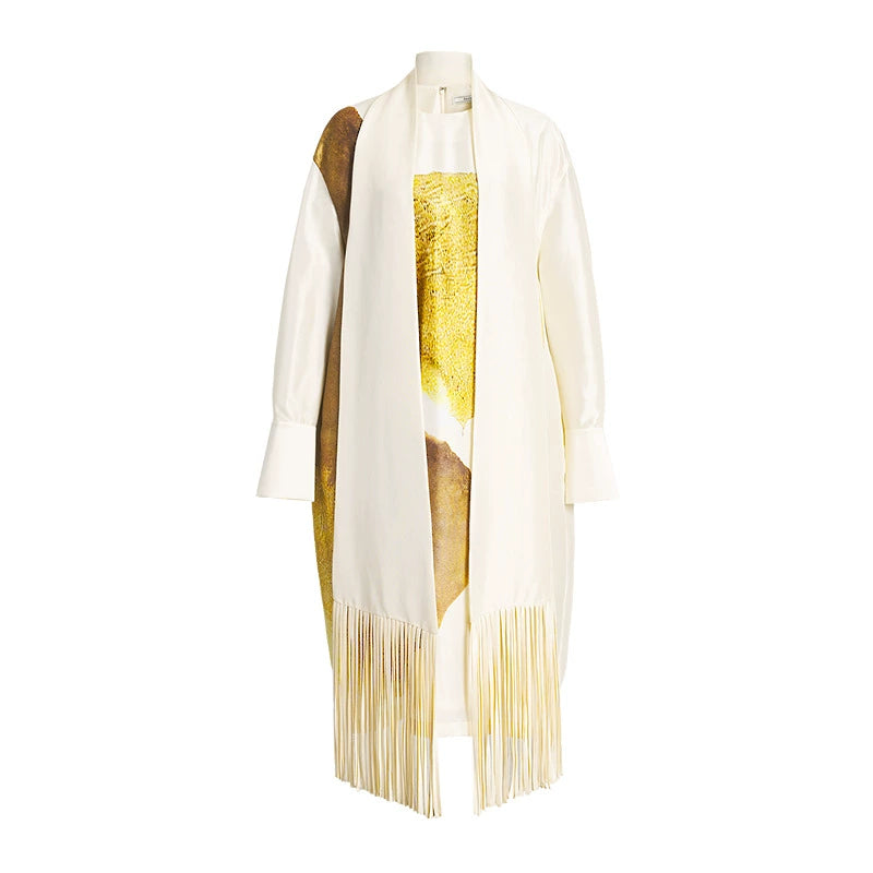 ZHUCHONGYUN crew neck midi cocoon printed dress-KOMACHI.