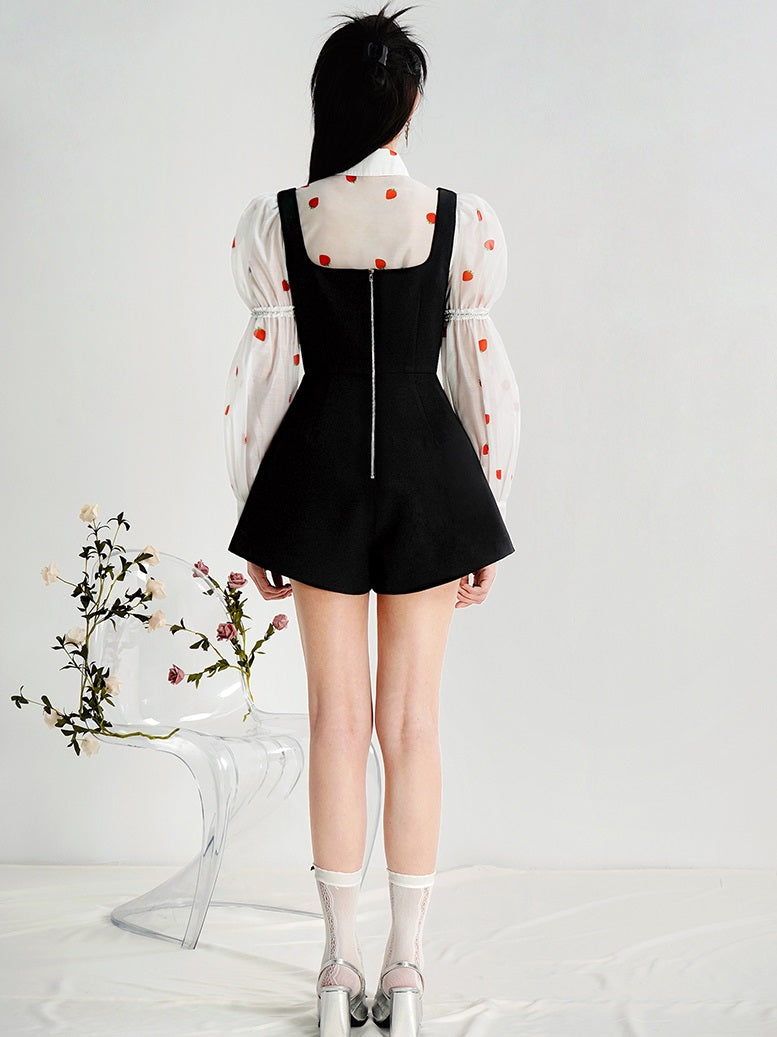 CHECOCRE Elegant Foreign Strawberry Print Three-Piece Set Dress - MARK