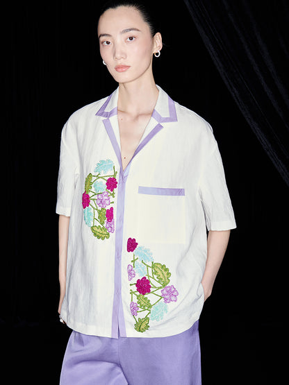 M essential Mackay designer embroidered colour-block roll-neck shirt pants set- jason.