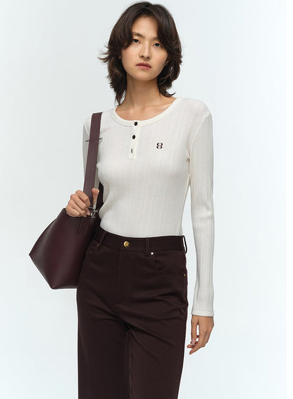 COMME MOI Lu Yan designer new women's Henry collar wool base T-shirt - PRIDE.