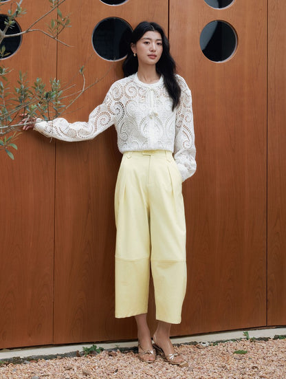 SUSHE eight-point straight banana relaxed wide-leg pants-KATY