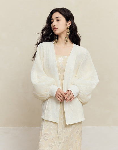 HECO Dolman Sleeve Mesh Lace Embroidery Shirt Top Women - hey.