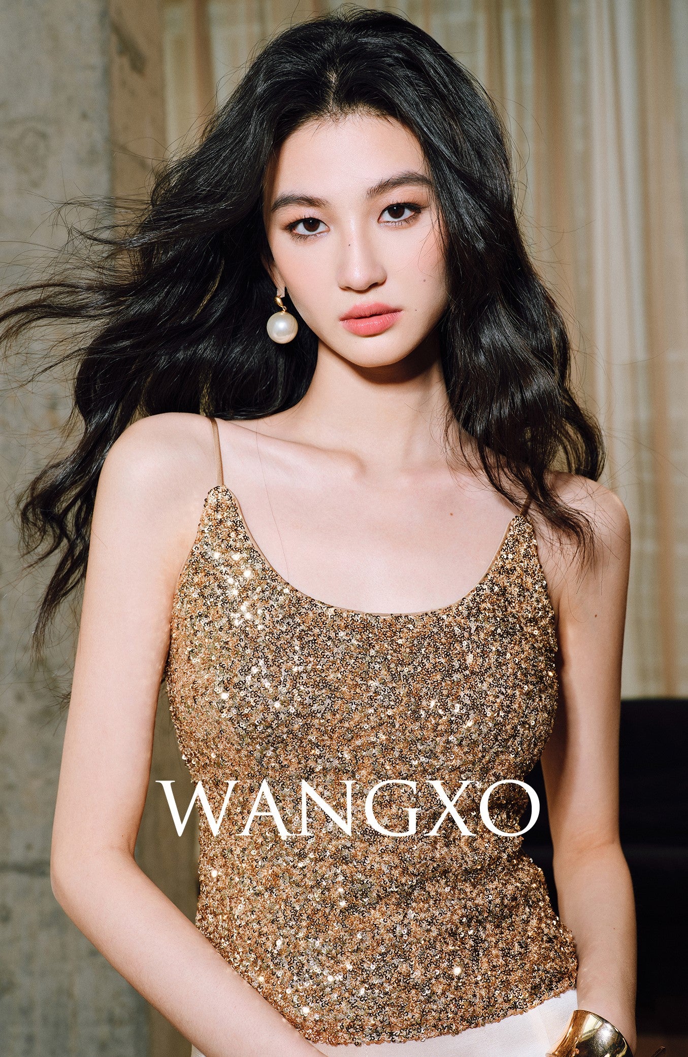 WANGXO | Sequin Knit Pure Hand-Pressed Seams Camisole -LINA.