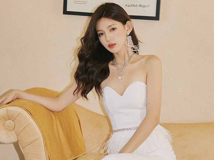 DOLLY Luxury Ostrich Feather Tassel Chic Earring-KIKI