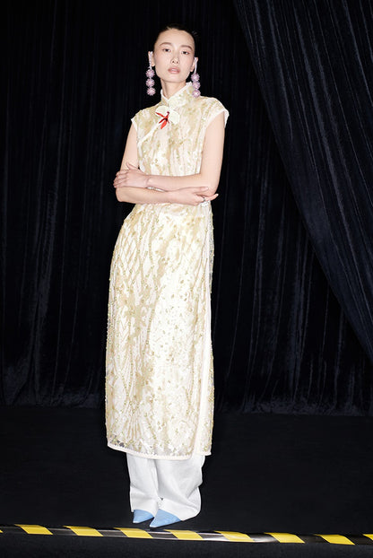 M essential Ma Kai designer brand Jinghui embroidered cheongsam long Dress - SANDRA.