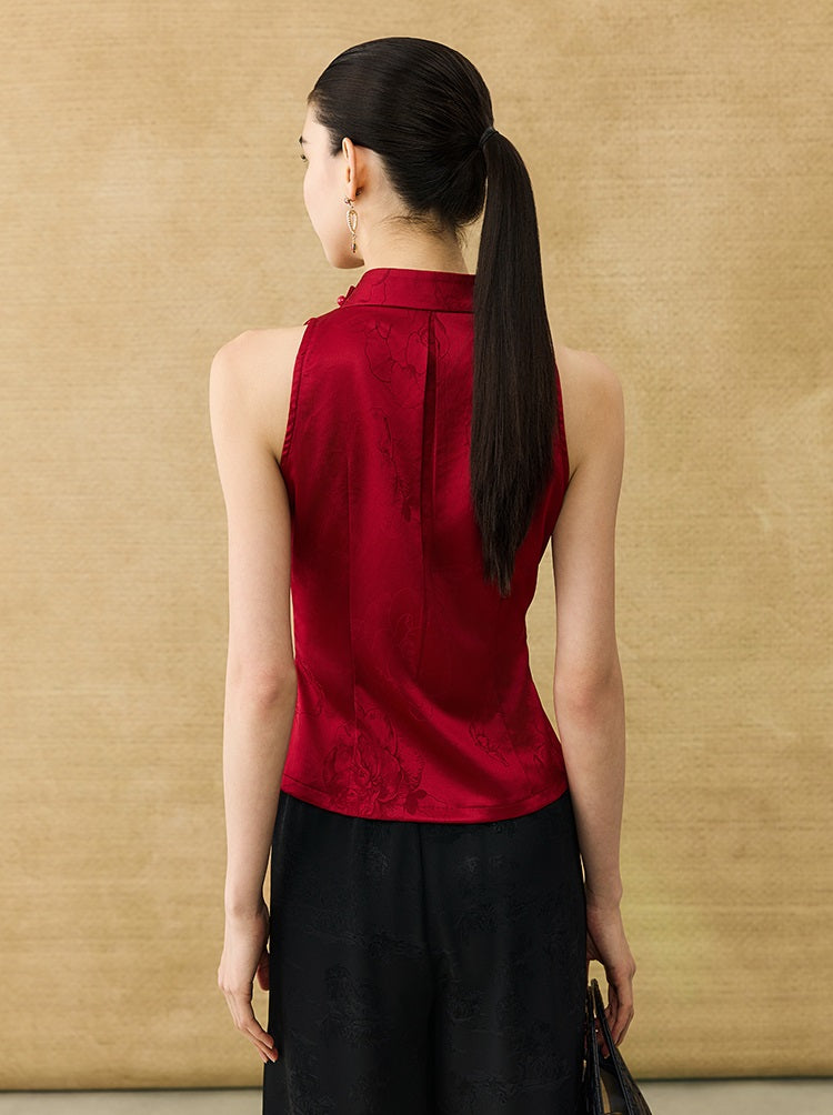 HECO Chinese Acetate V-Neck Waist Small Vest Top - ZEPH.