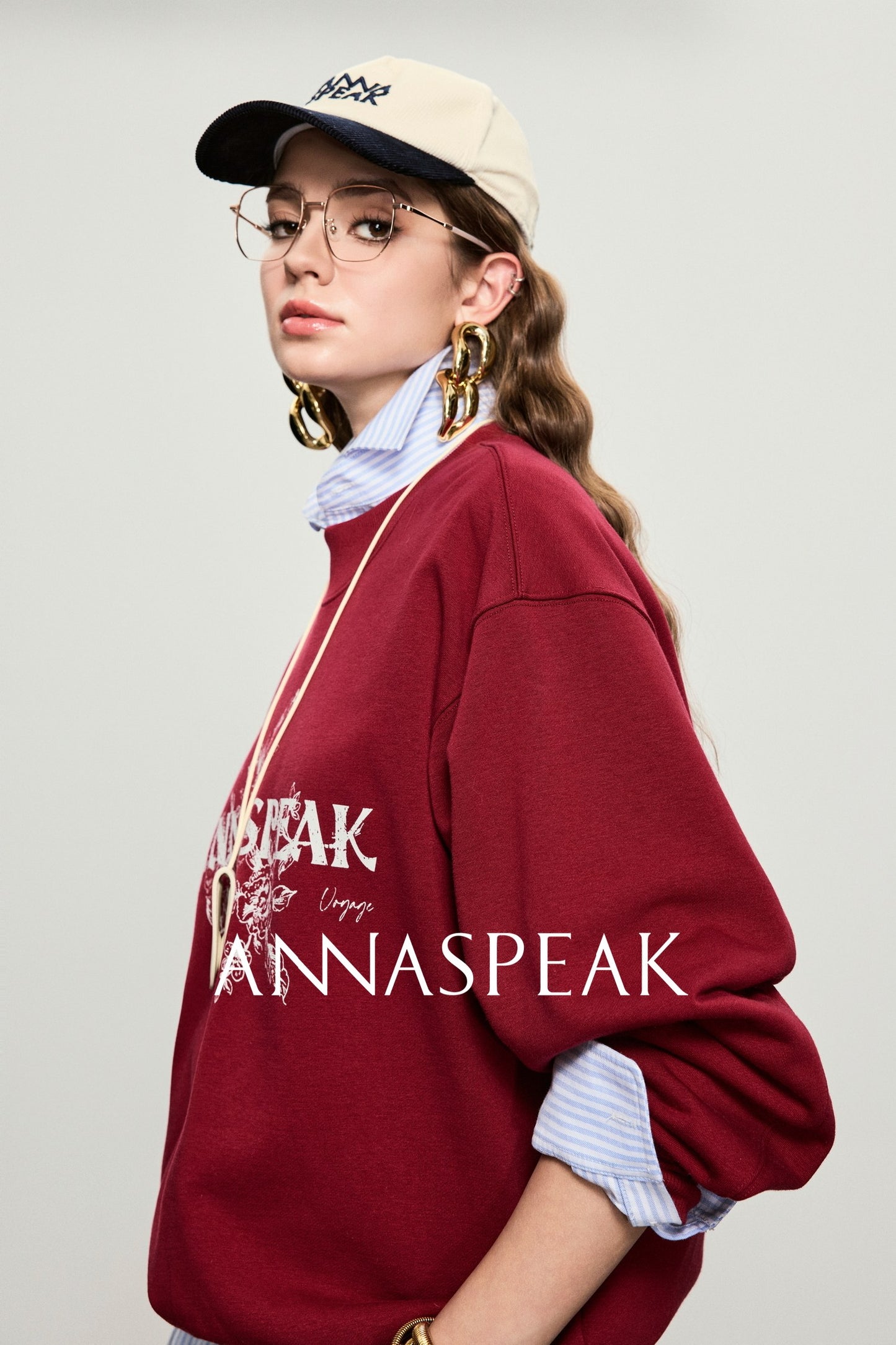ANNASPEAK crew neck mottled distressed printed sweatshirt-PAMP.