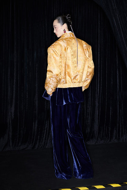 M essential Mackay designer Tanige jacquard panelled wide-shoulder lapel  jacket - INTOH.