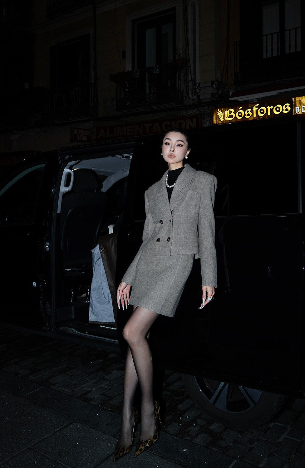 MEI SANGUAN Slim Double-Breasted Skirt Suit Set - GAVIN