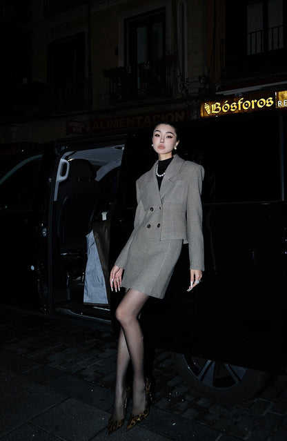 MEI SANGUAN Slim Double-Breasted Skirt Suit Set - GAVIN