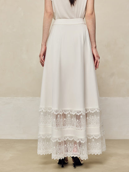 HECO Acetate Hollow Lace A-line Long Skirt women - FLOW.