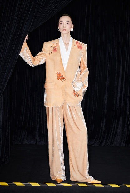 M essential Mackay designer Rulang velvet dahlia nail bead suit - DUAO.