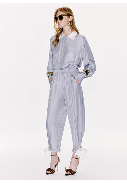 ATELIER MISS LU Ribbon Waist Acetate Jumpsuit - ARTHUR