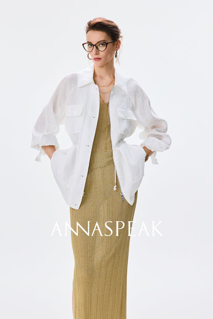 ANNASPEAK  linen light drawstring shunting jacket-SAYE.