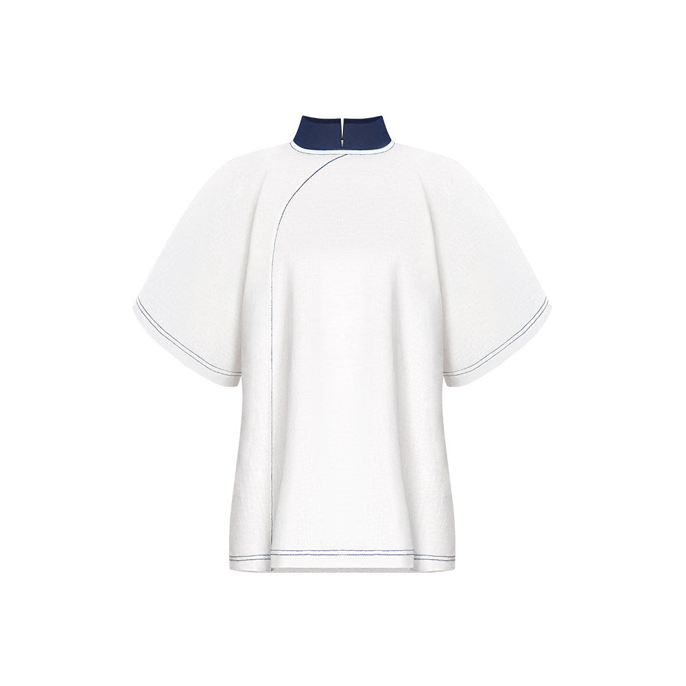 TUYUE White One-Piece Short Sleeve T-shirt- MORGAN.