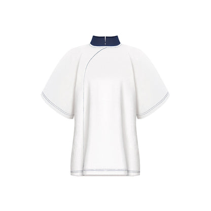 TUYUE White One-Piece Short Sleeve T-shirt- MORGAN.