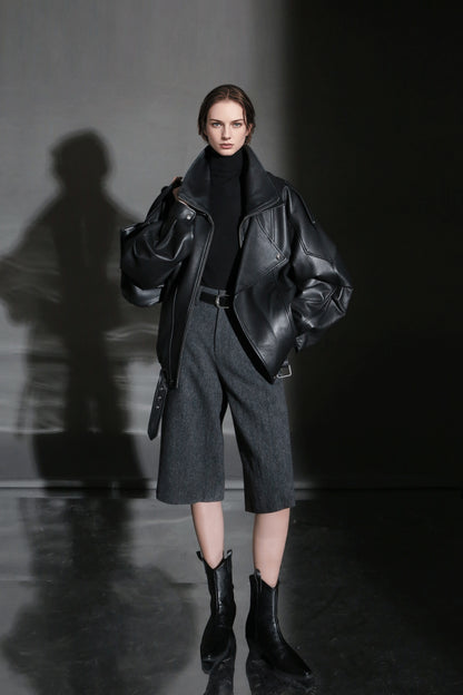 PIAOIN Vintage Literary Tweed Suit Shorts Versatile Commuter Pants LEX