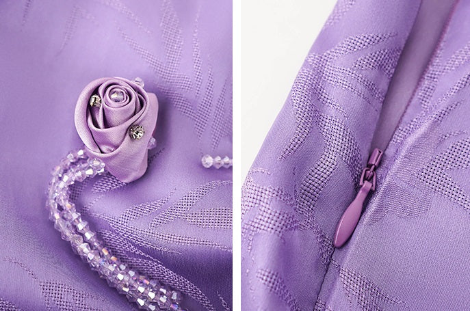 HECO Chinese Handmade Rose Fake Two-Piece Dress  - WORK.