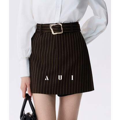 AUI Mocha Mousse Sleeveless V-Neck Striped Vest Suit Pants - Seo-ah