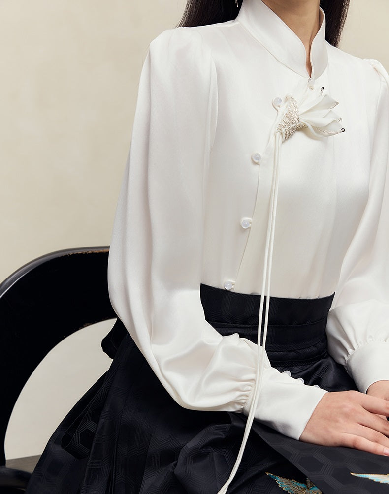 HECO Three-dimensional Handmade Stand-Up Collar Shirt Top Woman - all.