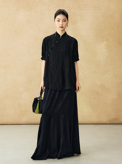 HECO Chinese style jacquard bubble summer silk cross-body top - PERFECT .