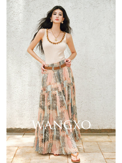 WANGXO |Diamond Bright Silk Webbing with Pit Texture Finish Knitted Vest -LYRA