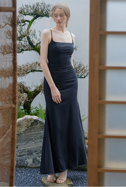 GOUDIN black long simple light luxury evening skirt-ANN.