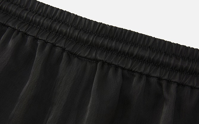 ZHUCHONGYUN fiber satin adjustable drawstring black trousers-SHAOTOME.