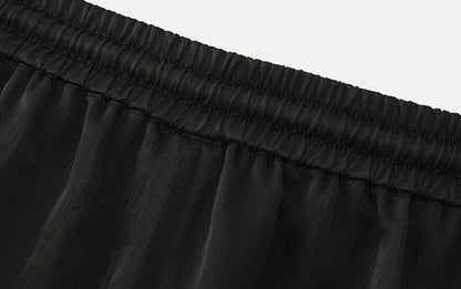 ZHUCHONGYUN fiber satin adjustable drawstring black trousers-SHAOTOME.