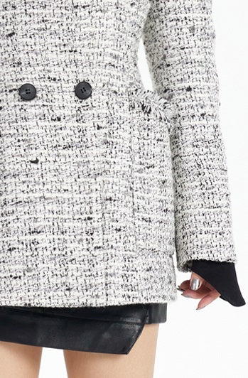 TINY IN tweed wool long sleeve coat-SAKI.