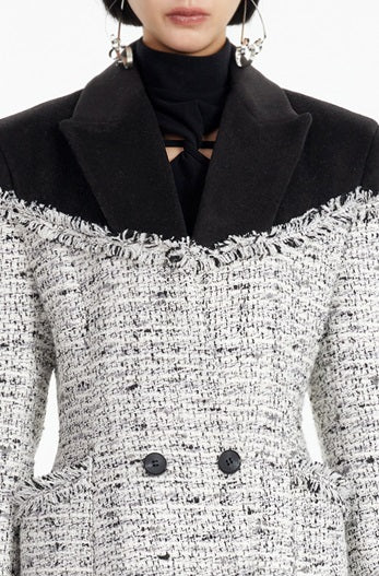 TINY IN tweed wool long sleeve coat-SAKI.