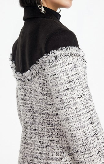 TINY IN tweed wool long sleeve coat-SAKI.
