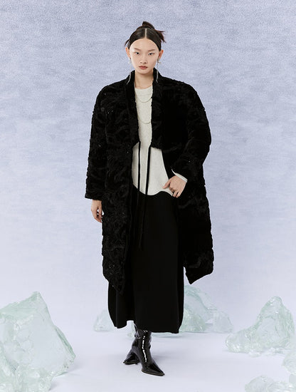 HECO Black white coffee Raccoon Fleece Wool Knitwear Sweater Women - side.