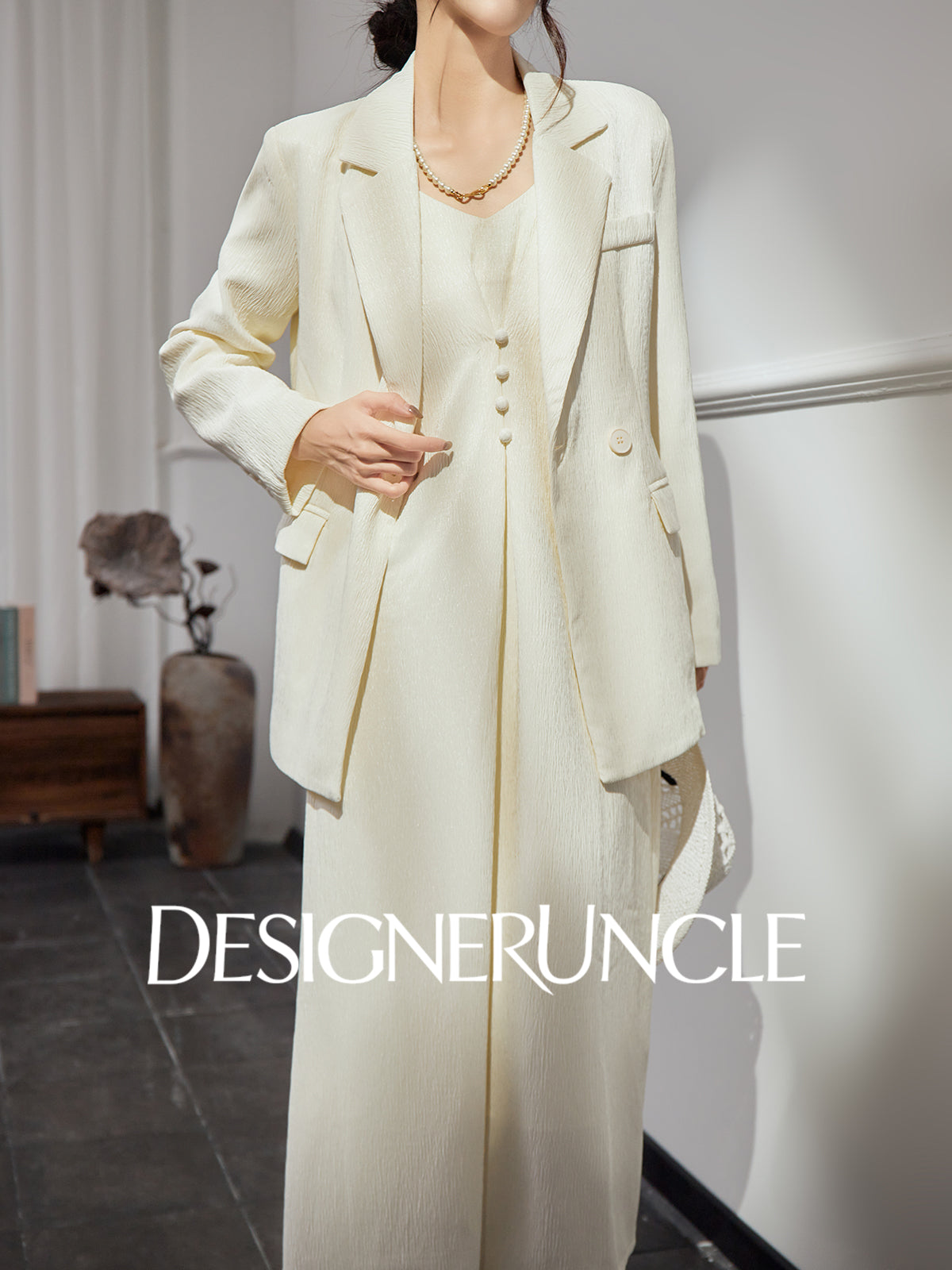 DGU |Off-white suit luxury niche French vintage top skirt  - GRANT.