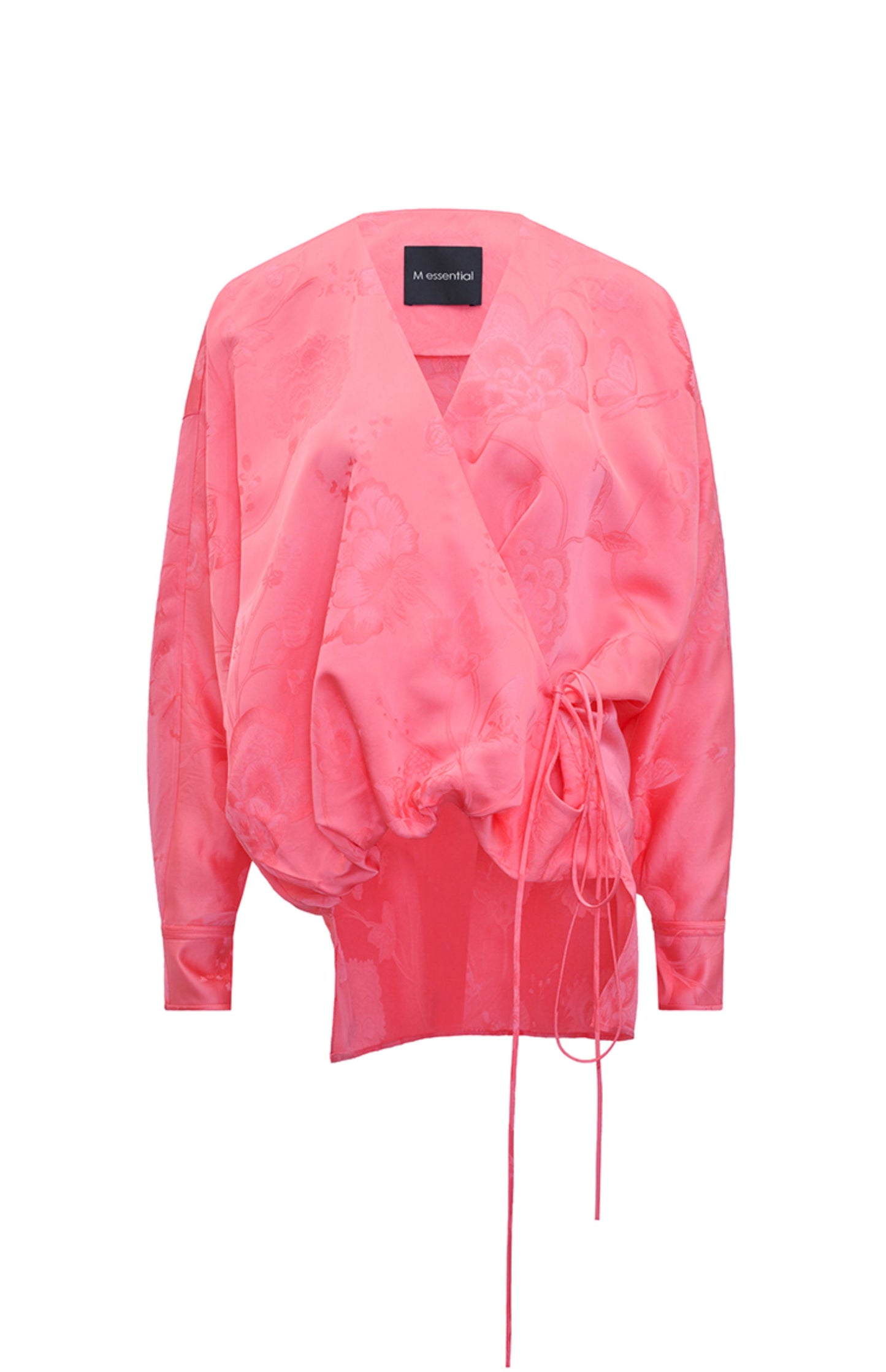 M essential Mackay designer lotus petal red jacquard tether folded loose shirt - BIRD.