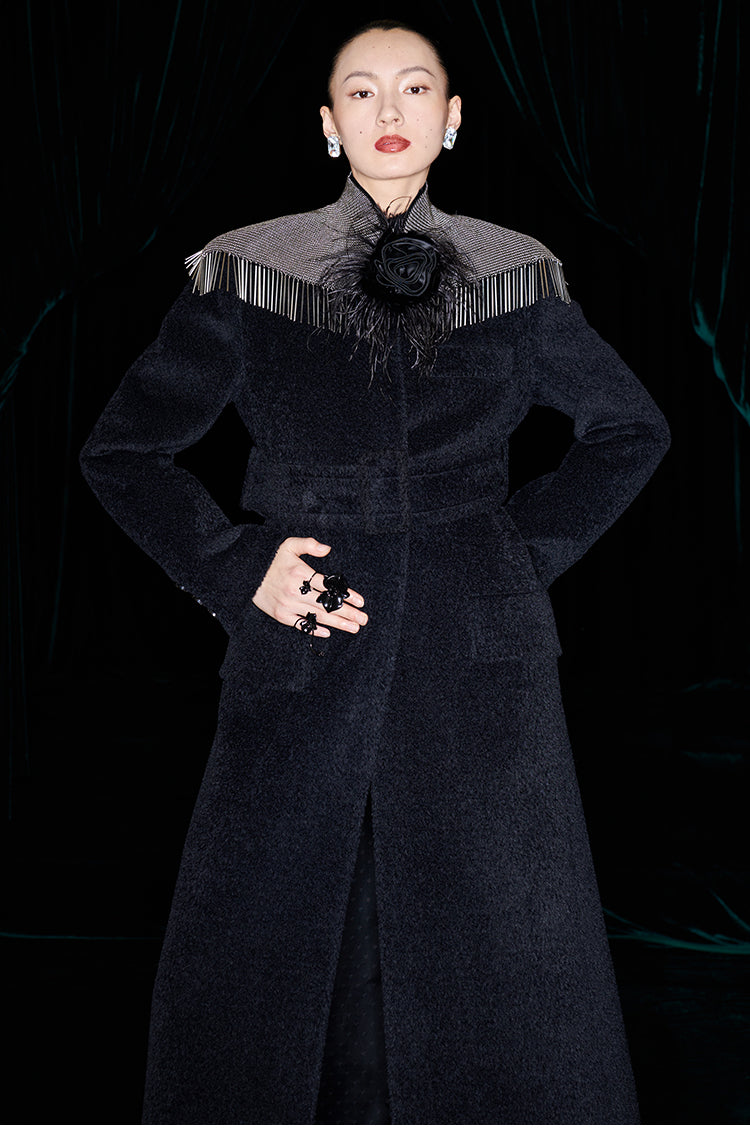 M essential Mackay designer brand water-collar tunic coat - game.
