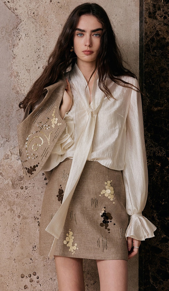 M essential Enchanting Exotic  Resort Linen Vest Chiffon Shirt-AMIRELLE.