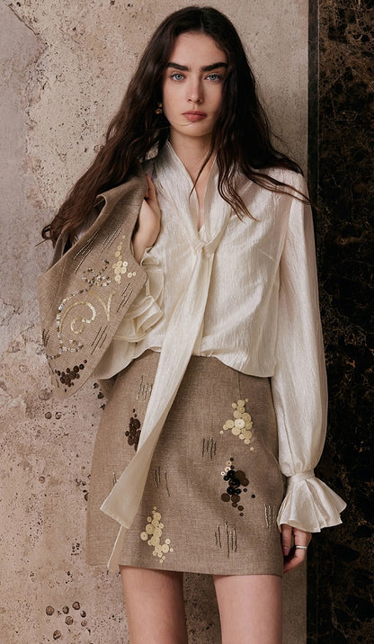 M essential Enchanting Exotic  Resort Linen Vest Chiffon Shirt-AMIRELLE.