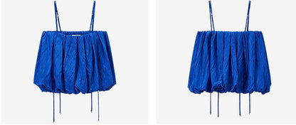 COMME MOI  summer women's bubble short top- ANDREW.