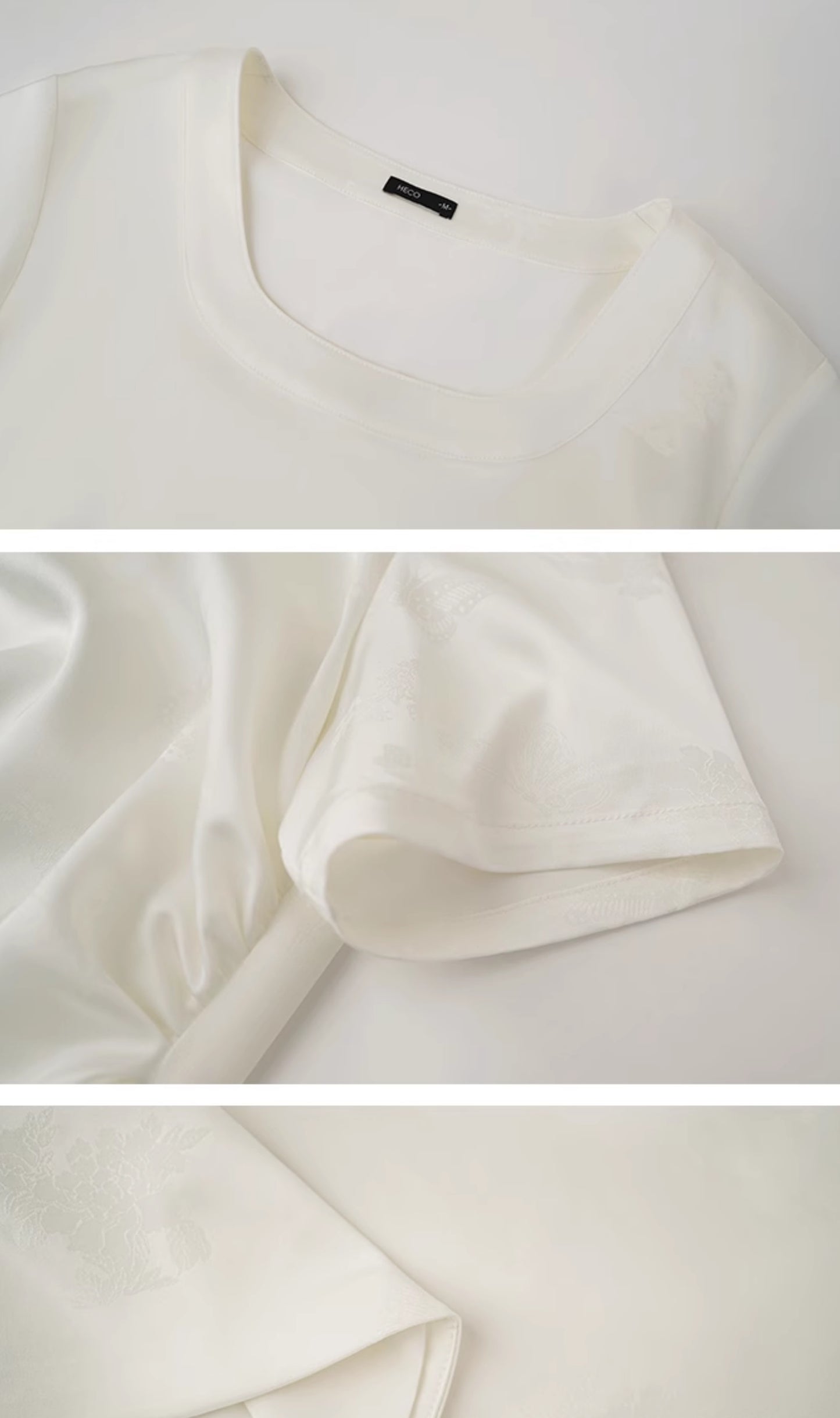 HECO Chinese Acetate Small Square Neck Short Sleeve Top- BEAK.